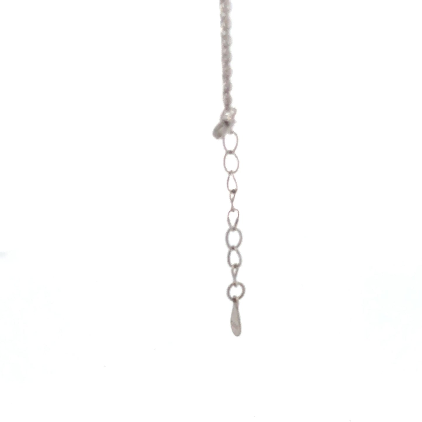 925 Sterling Silver Necklace 17 inches Chain White Mother of Pearl Cubic Zirconia Clover Pendant - Rafant