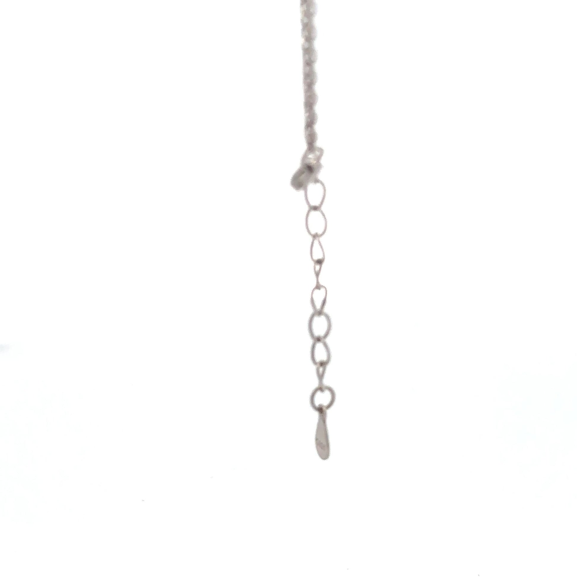 925 Sterling Silver Necklace 17 inches Chain White Mother of Pearl Cubic Zirconia Clover Pendant - Rafant