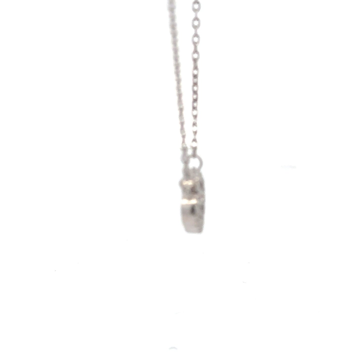 925 Sterling Silver Necklace 17 inches Chain White Mother of Pearl Cubic Zirconia Clover Pendant - Rafant