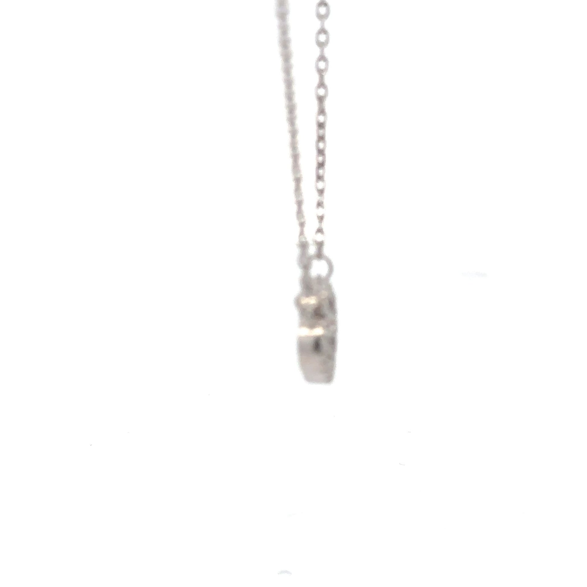 925 Sterling Silver Necklace 17 inches Chain White Mother of Pearl Cubic Zirconia Clover Pendant - Rafant