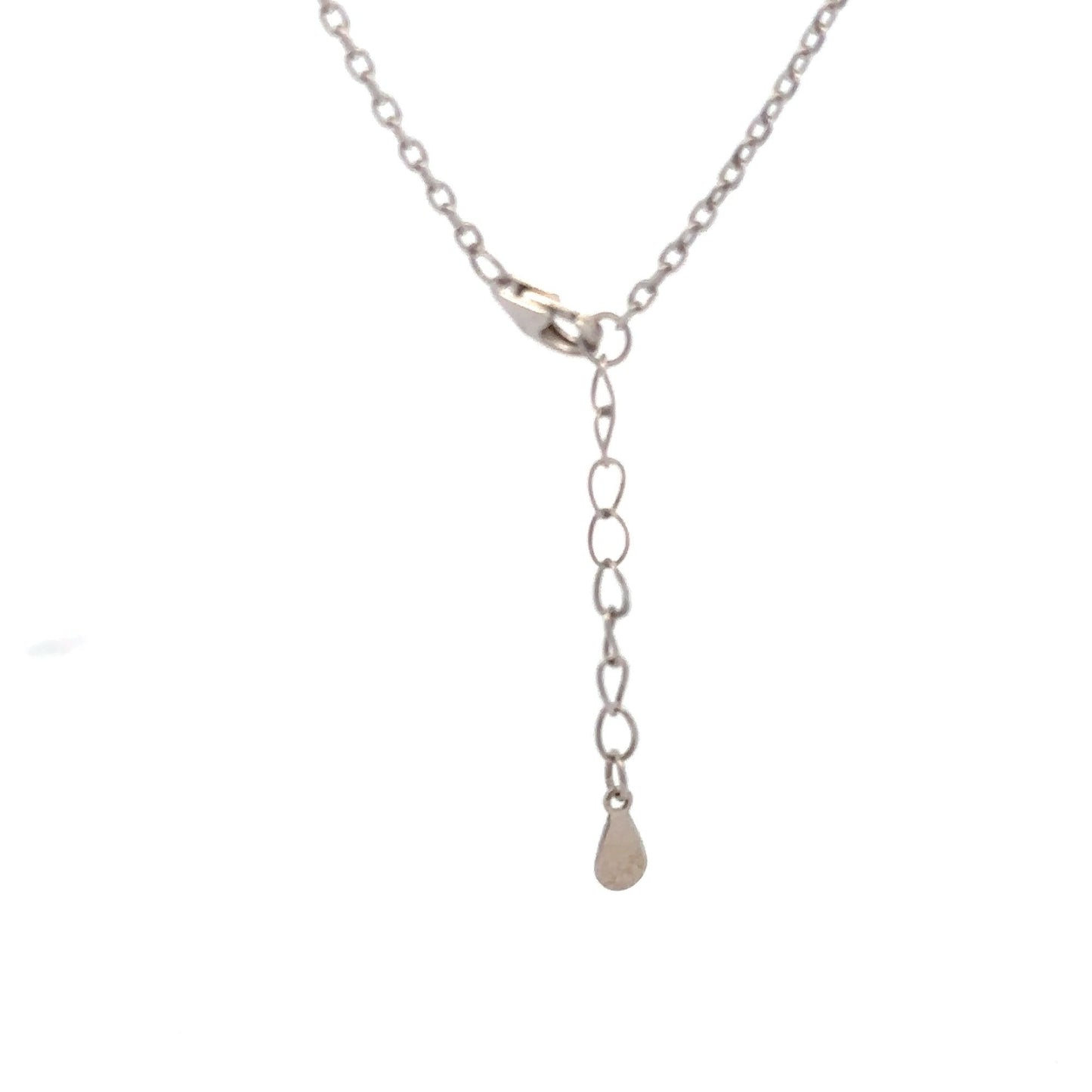 925 Sterling Silver Necklace 17 inches Chain White Mother of Pearl Cubic Zirconia Clover Pendant - Rafant