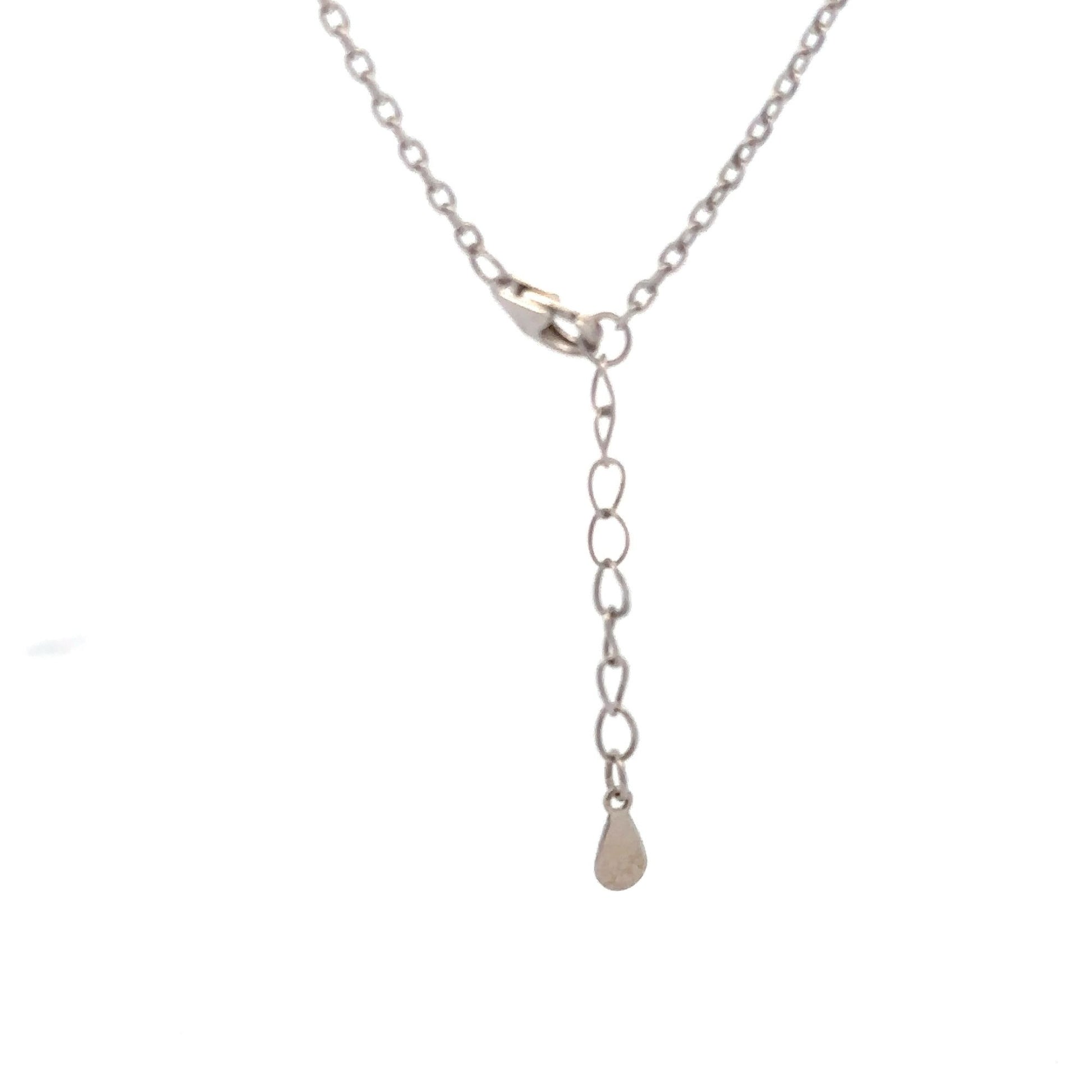 925 Sterling Silver Necklace 17 inches Chain White Mother of Pearl Cubic Zirconia Clover Pendant - Rafant