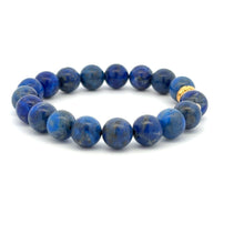 Load image into Gallery viewer, 18K Gold Money Ball Lucky Charm Beads Bracelet Gemstones Lapis Lazuli 8mm - Rafant
