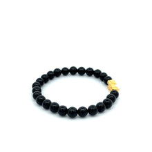 Load image into Gallery viewer, 24K Gold Piyao Pixiu Lucky Charm Bracelet Gemstones Black Onyx 6mm - Rafant
