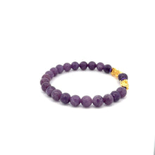 Load image into Gallery viewer, 18K Gold Dragon Pixiu Double Piyao Lucky Charm Bracelet Gemstones Lilac Jade 6mm - Rafant
