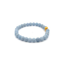 Load image into Gallery viewer, 24K Gold Money Bag Lucky Charm Stretchable Bracelet Natural Angelite 6mm - Rafant
