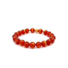 Load image into Gallery viewer, 18K Gold Money Ball Lucky Charm Beads Bracelet Gemstones Red Agate 8mm - Rafant
