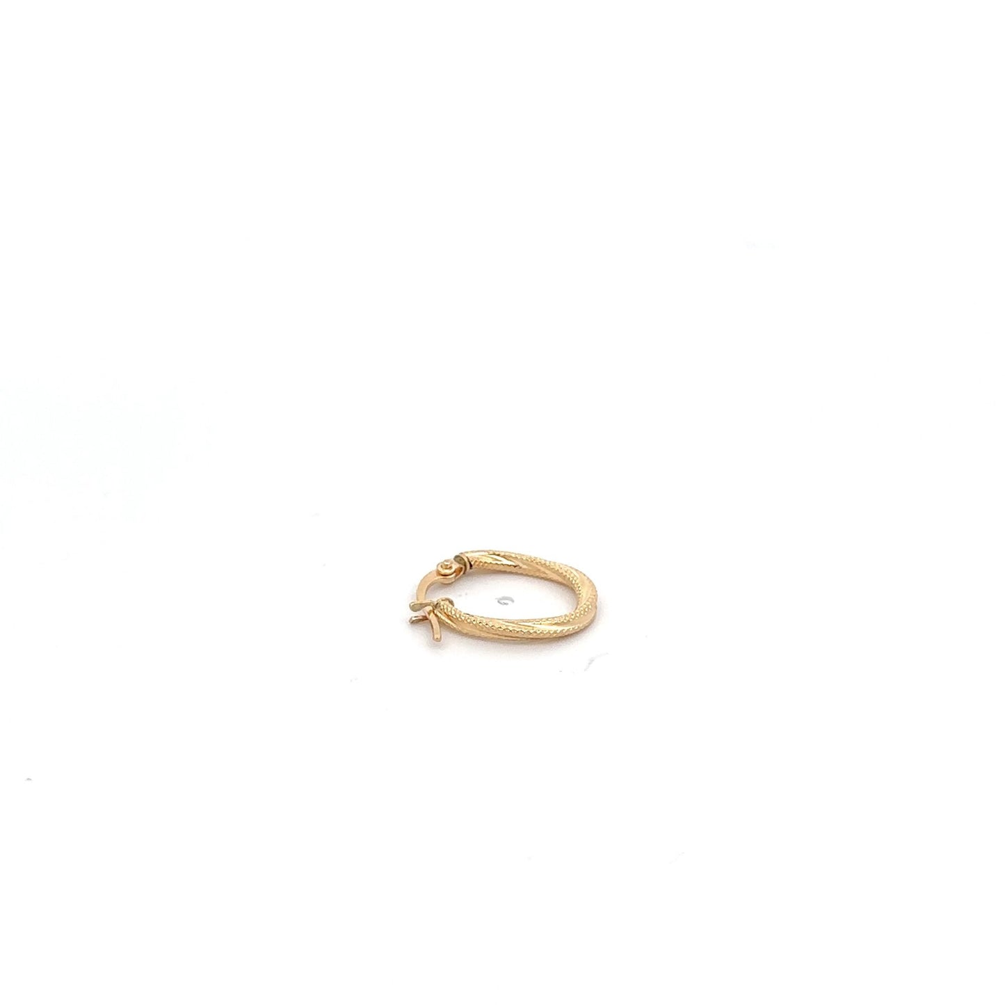 18K Gold Earring Hoop Oval Spiral textured One Piece Only - Rafant