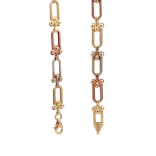 Load image into Gallery viewer, 18K Gold Bracelet U link Tricolor  7.5 inches 2.93 grams - Rafant
