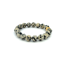 Load image into Gallery viewer, 18K Gold Money Bag Lucky Charm Beads Bracelet Gemstones Dalmatian Jasper 8mm - Rafant
