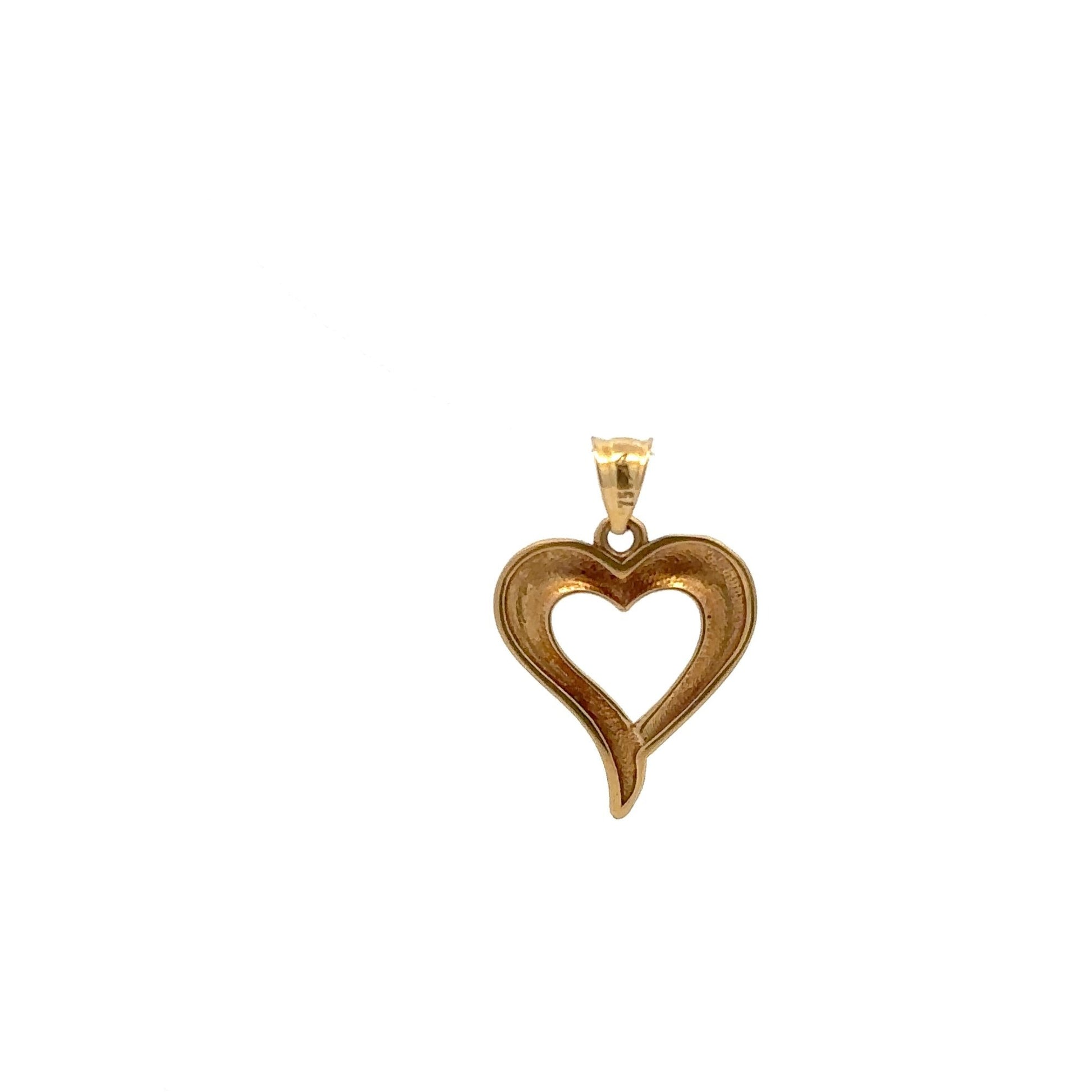 18K Gold Pendant Heart Two Tone White Yellow Gold 1.02 grams - Rafant