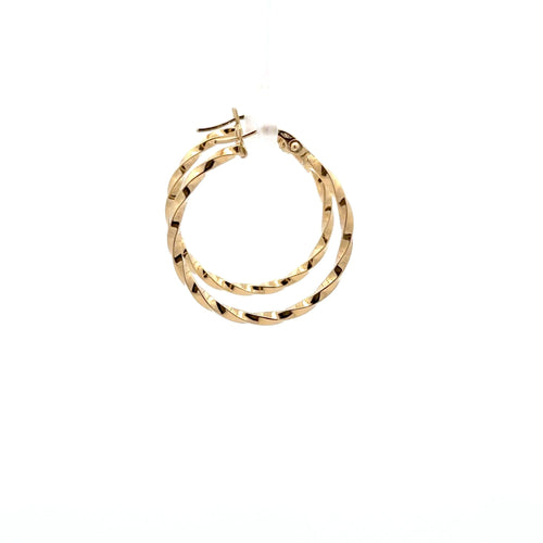 18K Gold Earrings Hoops Spiral 1.19 grams - Rafant