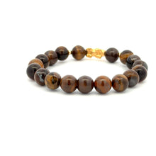 Load image into Gallery viewer, 18K Gold Dragon Pixiu Piyao Lucky Charm Bead Bracelet Gemstones Tiger&#39;s Eye 8mm - Rafant
