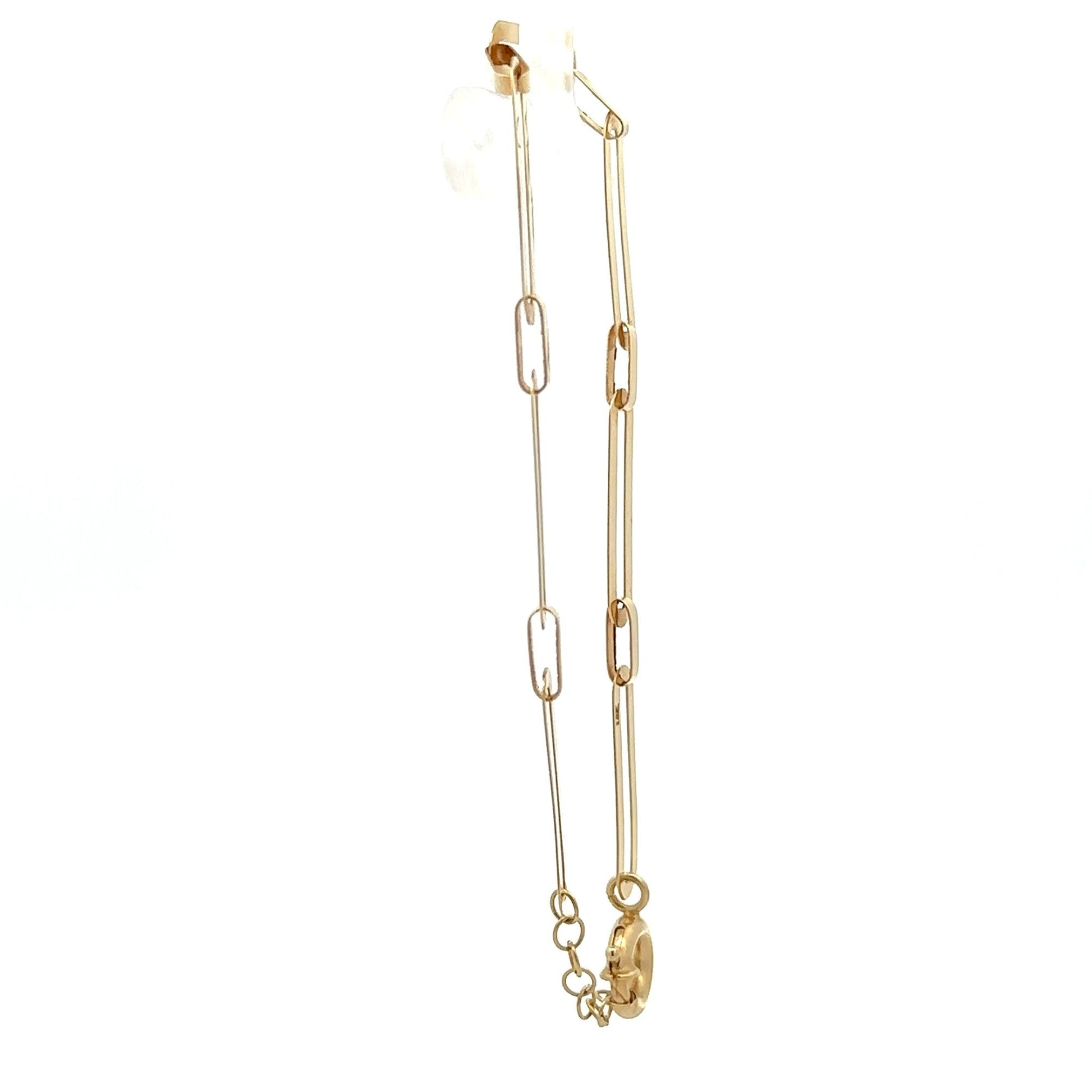18K Gold Bracelet Paperclip 6.5 inches  2.84 grams - Rafant