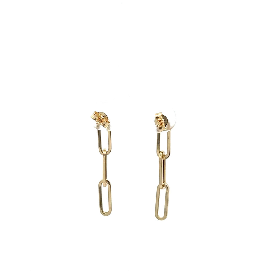 18K Gold Earrings Paperclips Stud Post 1.09 grams - Rafant