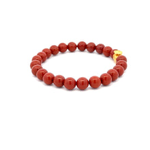 Load image into Gallery viewer, 24K Yellow Gold Money Bag Lucky Bracelet Red Jasper Gemstones 6mm - Rafant
