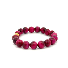 Load image into Gallery viewer, 18K Gold Money Coin Ball Good Luck Charm Bracelet Gemstones Tiger's Eye 8mm - Rafant
