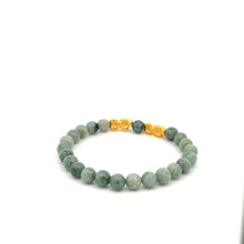 Load image into Gallery viewer, 18K Gold Dragon Pixiu Double Piyao Lucky Charm Bracelet Gemstones Burmese Jade 6mm - Rafant
