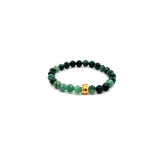 Load image into Gallery viewer, 18K Gold Money Bag Lucky Charm Bracelet Gemstones Emerald May Birthstones 6mm
