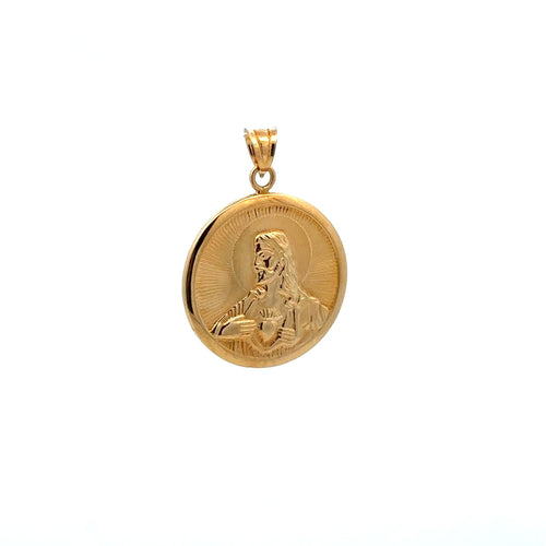 18K Gold Pendant Jesus Christ Saint Joseph Round 2.79 grams - Rafant