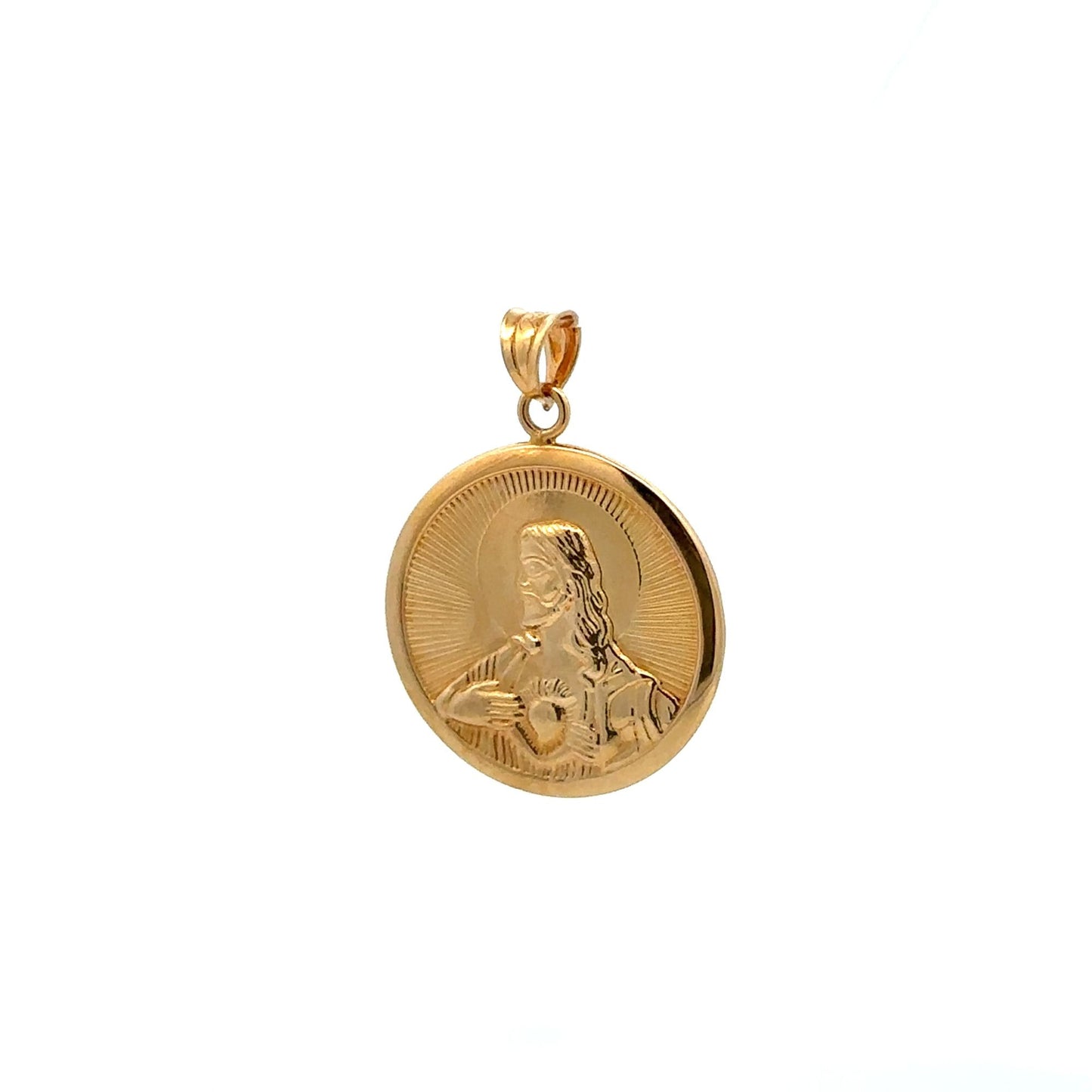 18K Gold Pendant Jesus Christ Saint Joseph Round 2.79 grams - Rafant