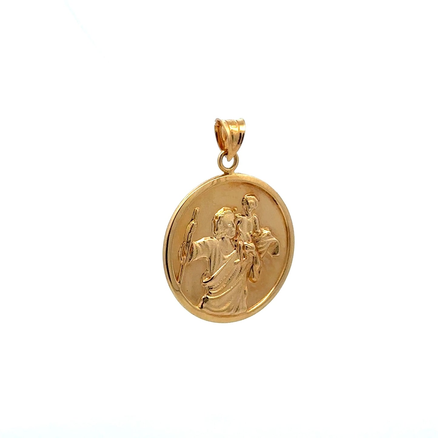 18K Gold Pendant Jesus Christ Saint Joseph Round 2.79 grams - Rafant