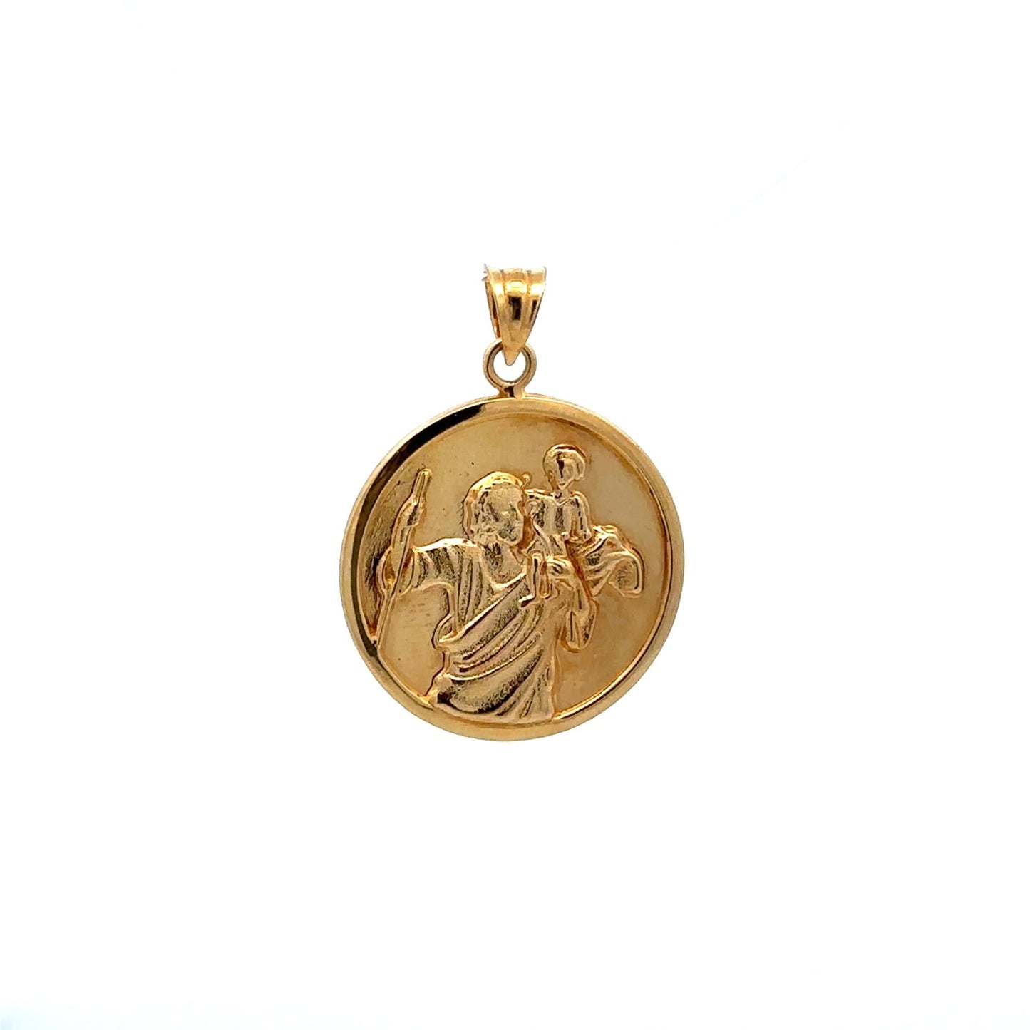18K Gold Pendant Jesus Christ Saint Joseph Round 2.79 grams - Rafant