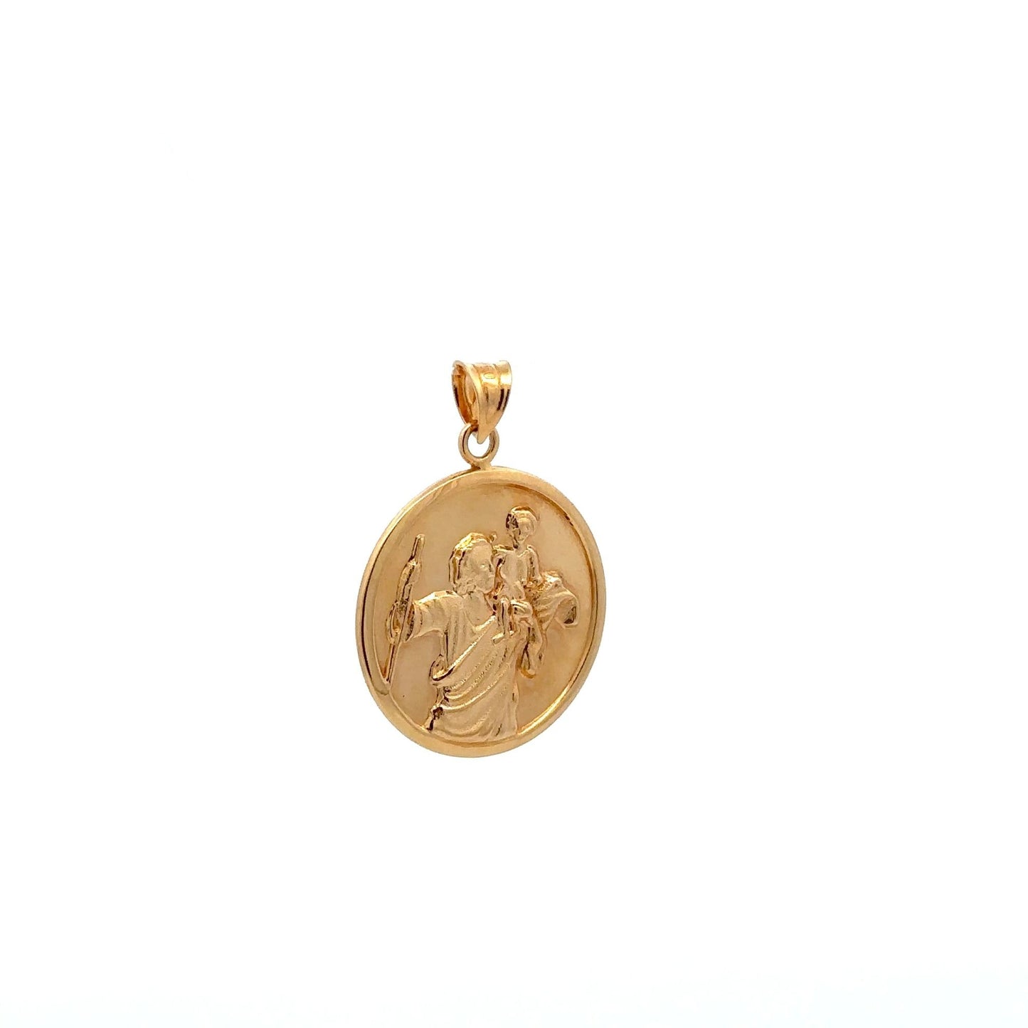 18K Gold Pendant Jesus Christ Saint Joseph Round 2.79 grams - Rafant