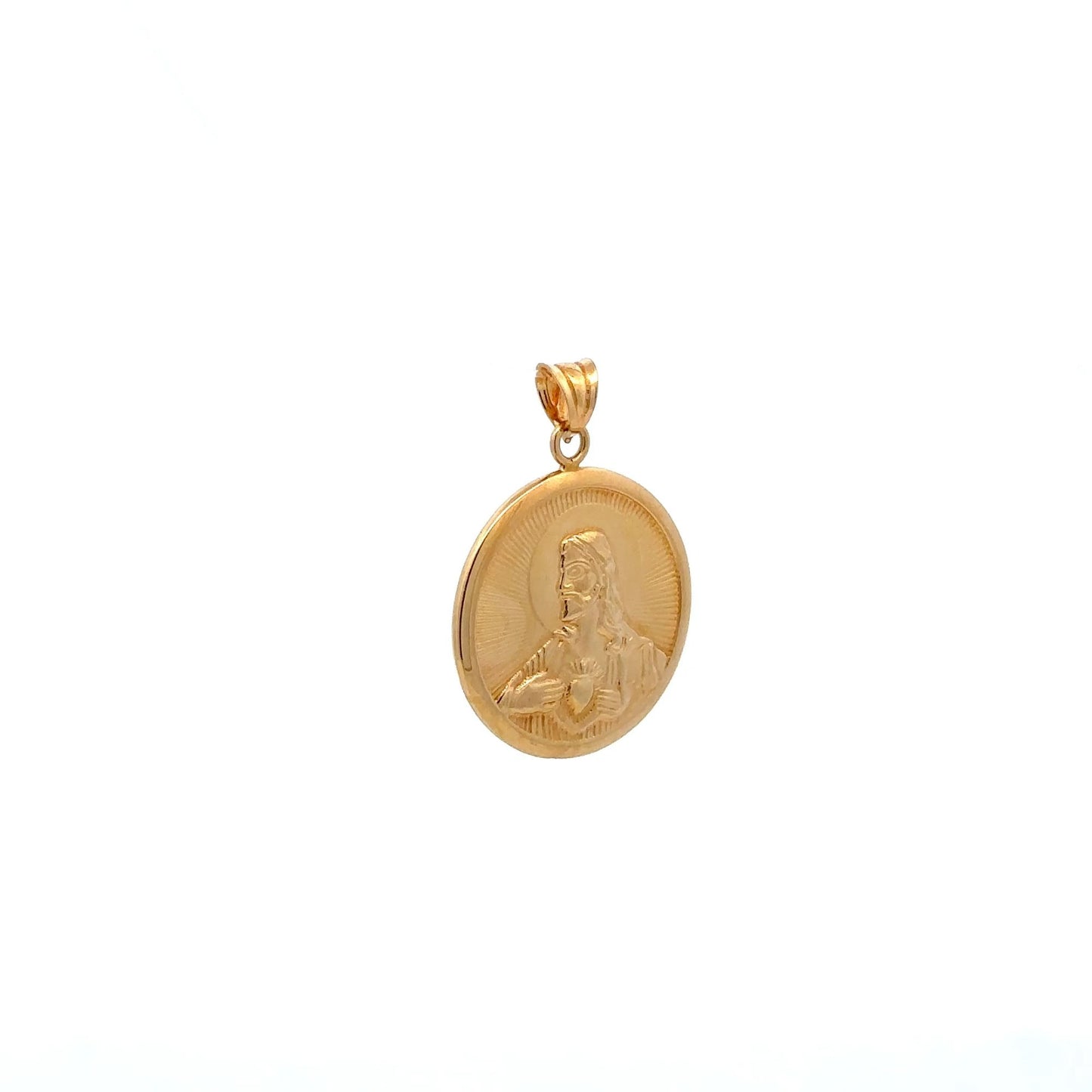 18K Gold Pendant Jesus Christ Saint Joseph Round 2.79 grams - Rafant
