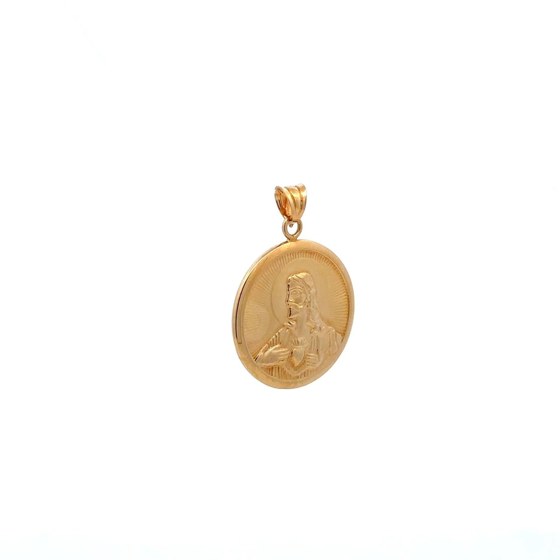 18K Gold Pendant Jesus Christ Saint Joseph Round 2.79 grams - Rafant