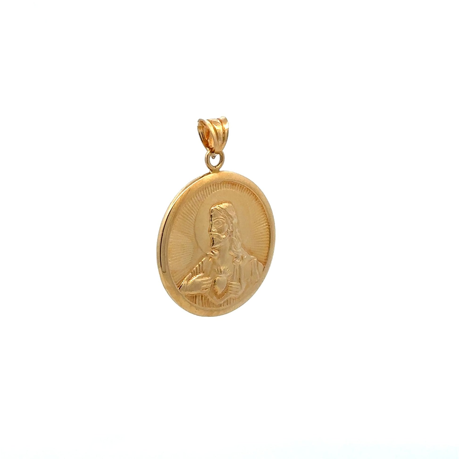18K Gold Pendant Jesus Christ Saint Joseph Round 2.79 grams - Rafant