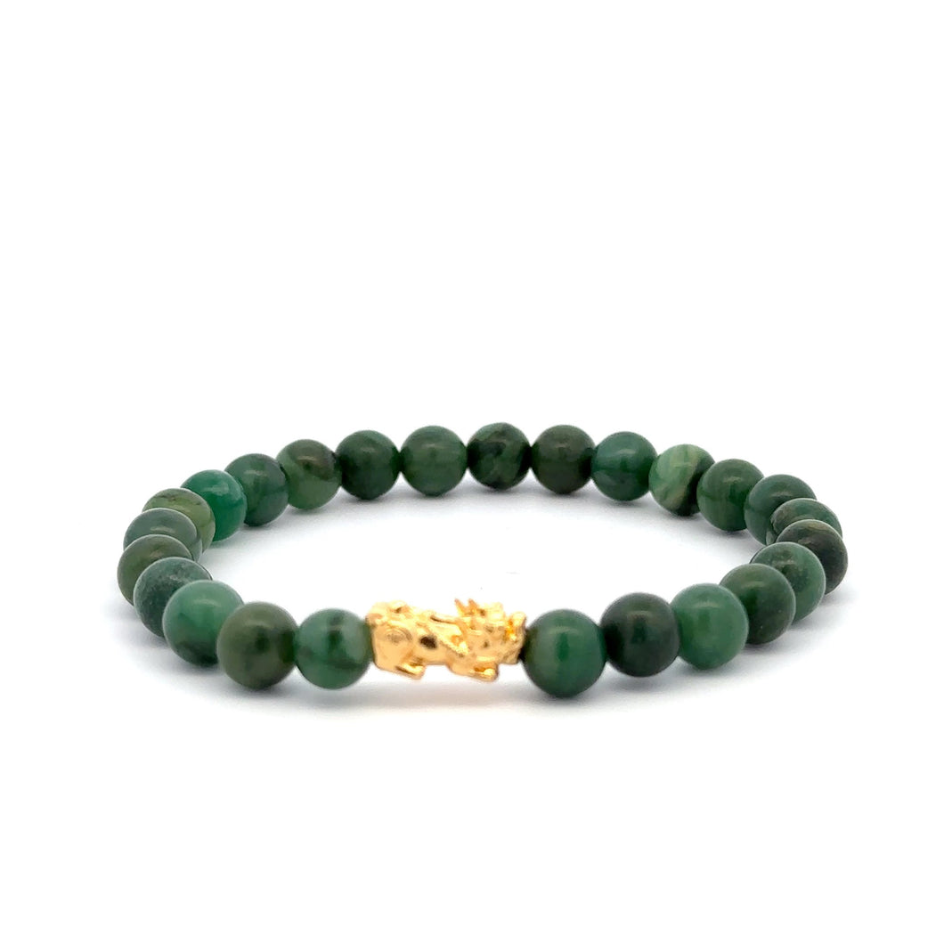 18K Gold Pixiu Piyao Bracelet Natural Gemstones 6mm Birthstones Wealth Bracelet - Rafant