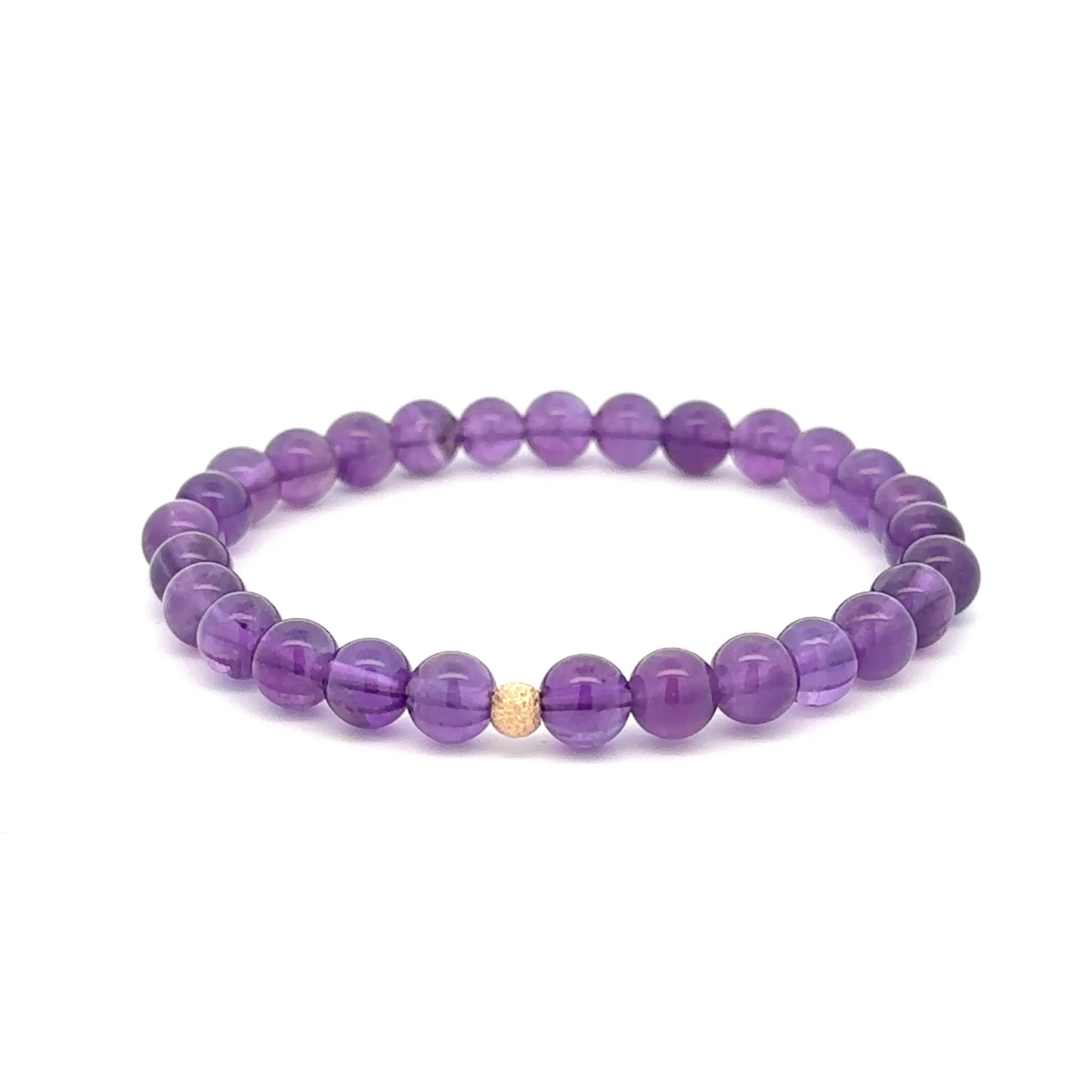 Natural Gemstones Amethyst 4mm 6mm Stretch Bracelet 14k Gold Bead Choose Stardust,Polished,Corrugated - Rafant