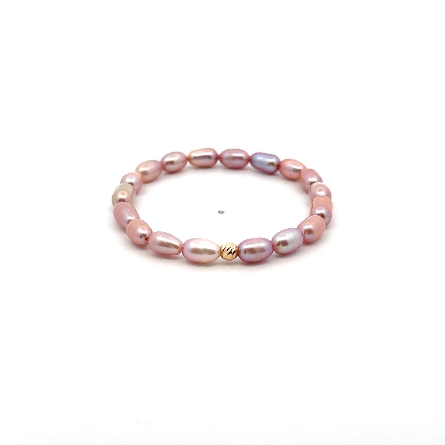 Natural Freshwater Rice Pearl Purple 18K Gold Charm Bead - Rafant