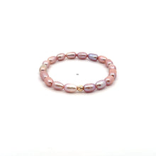 Load image into Gallery viewer, Natural Freshwater Rice Pearl Purple 18K Gold Charm Bead
