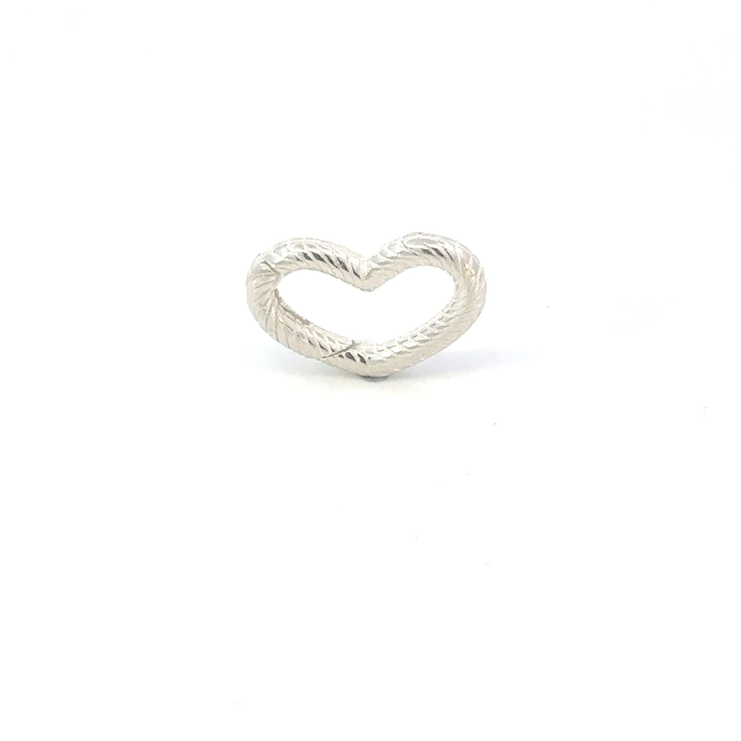 925 Sterling Silver Rope Heart Hinge Ring Clasp | Push-In Charm Holder Connector
