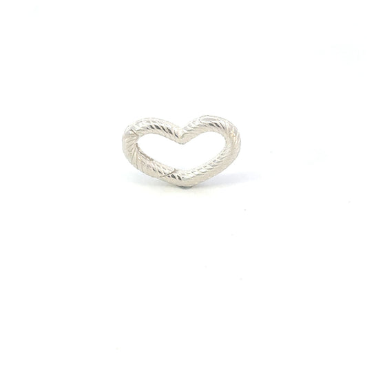 925 Sterling Silver Rope Heart Hinge Ring Clasp | Push-In Charm Holder Connector
