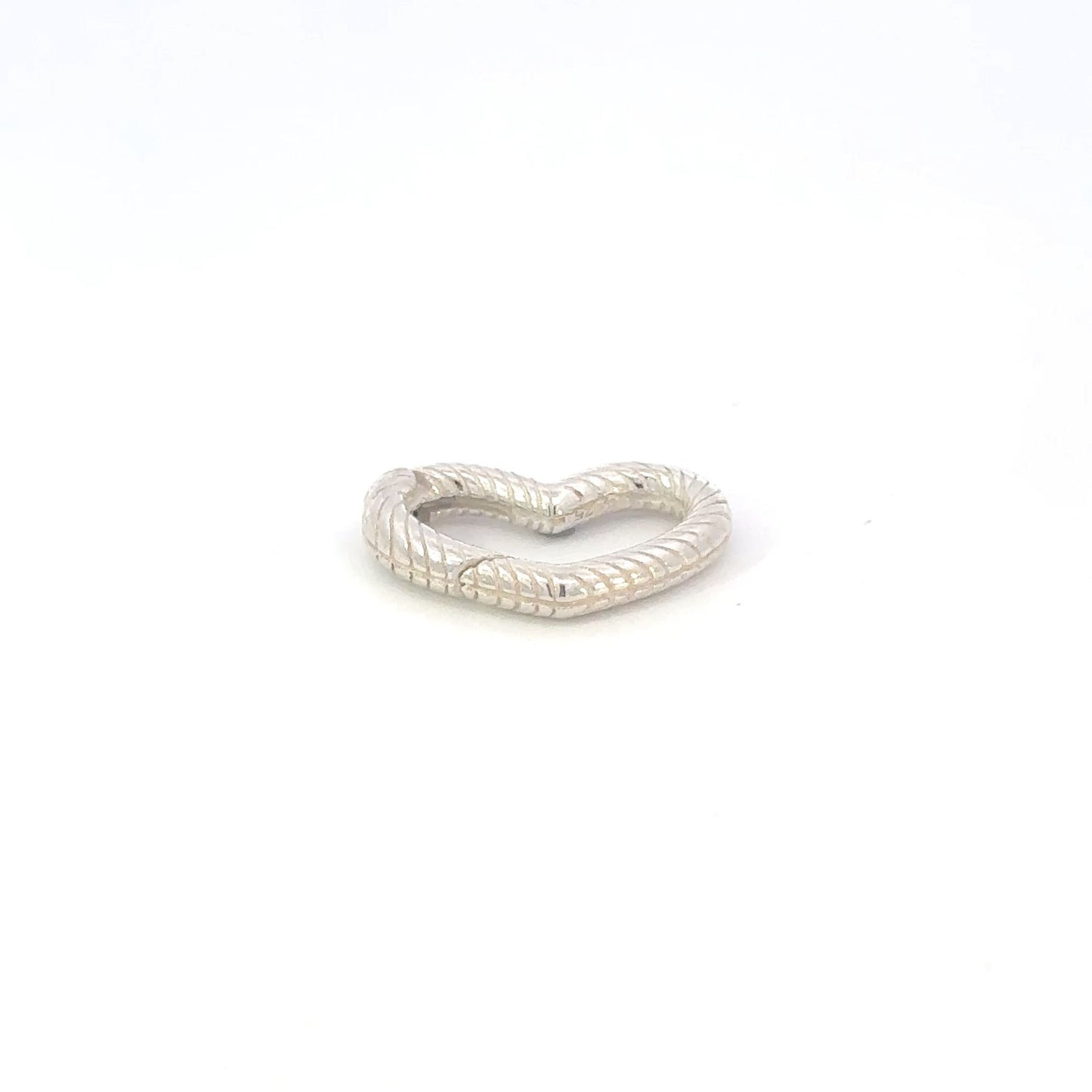 925 Sterling Silver Rope Heart Hinge Ring Clasp | Push-In Charm Holder Connector