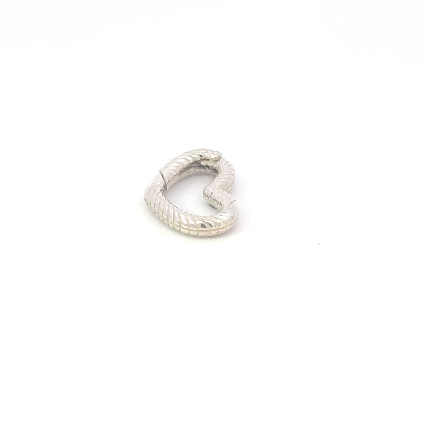 925 Sterling Silver Rope Heart Hinge Ring Clasp | Push-In Charm Holder Connector