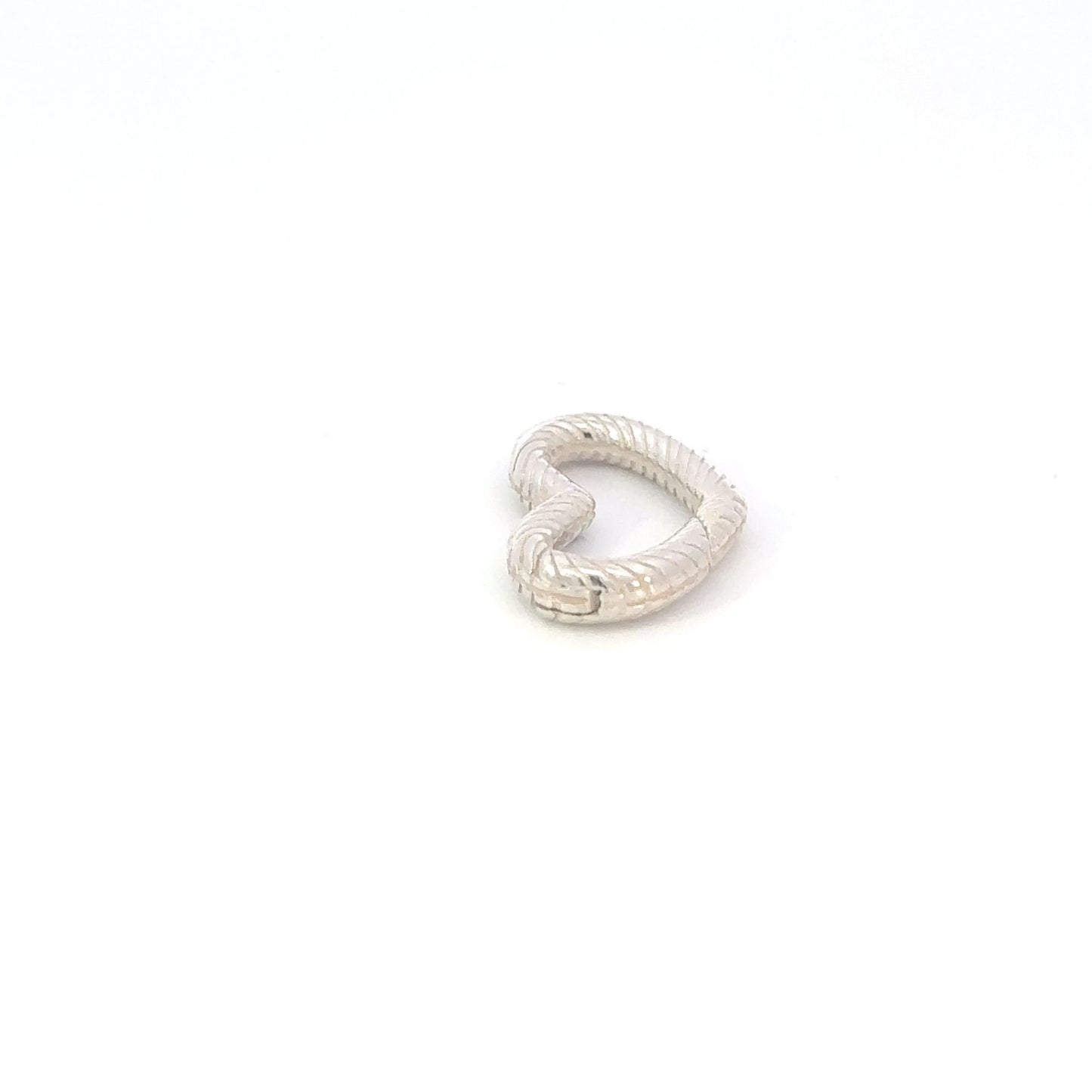 925 Sterling Silver Rope Heart Hinge Ring Clasp | Push-In Charm Holder Connector