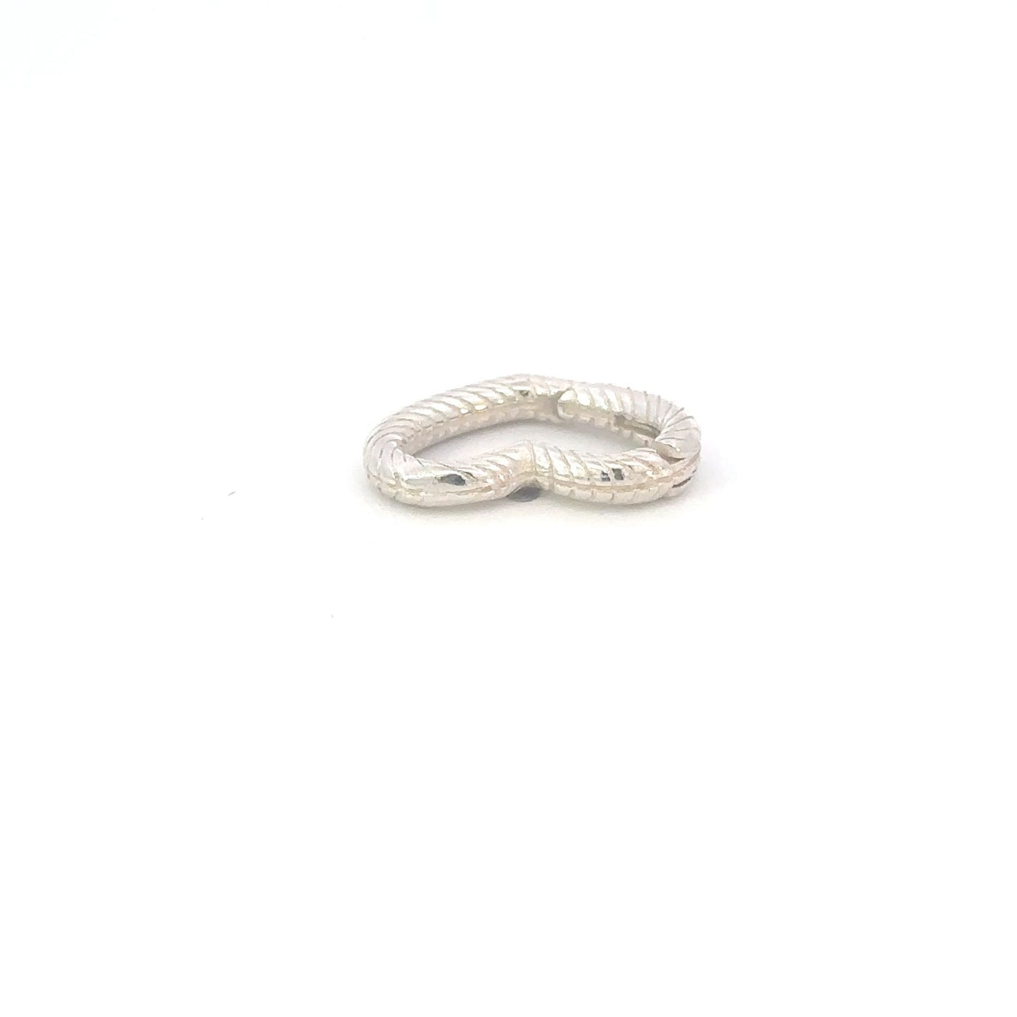 925 Sterling Silver Rope Heart Hinge Ring Clasp | Push-In Charm Holder Connector