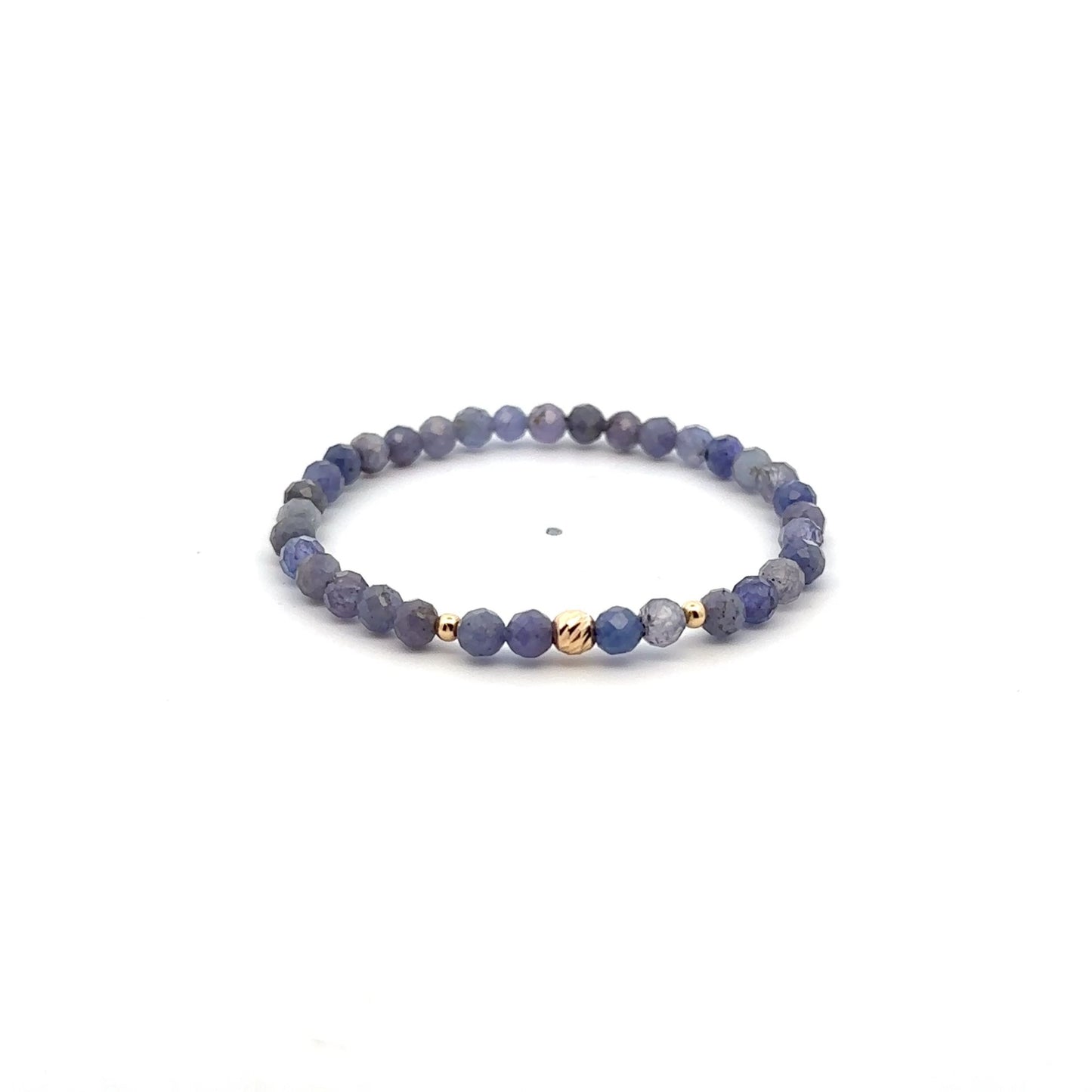 Natural Tanzanite Gemstones Mini 4mm Micro Faceted 18K Gold Charm Beads - Rafant