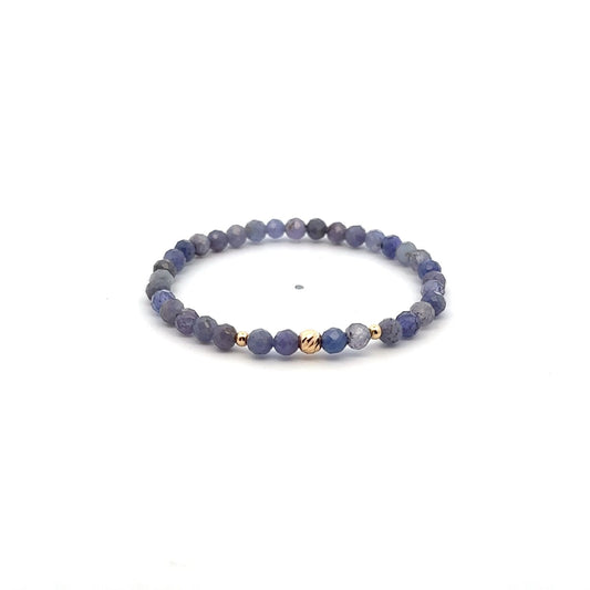 Natural Tanzanite Gemstones Mini 4mm Micro Faceted 18K Gold Charm Beads - Rafant