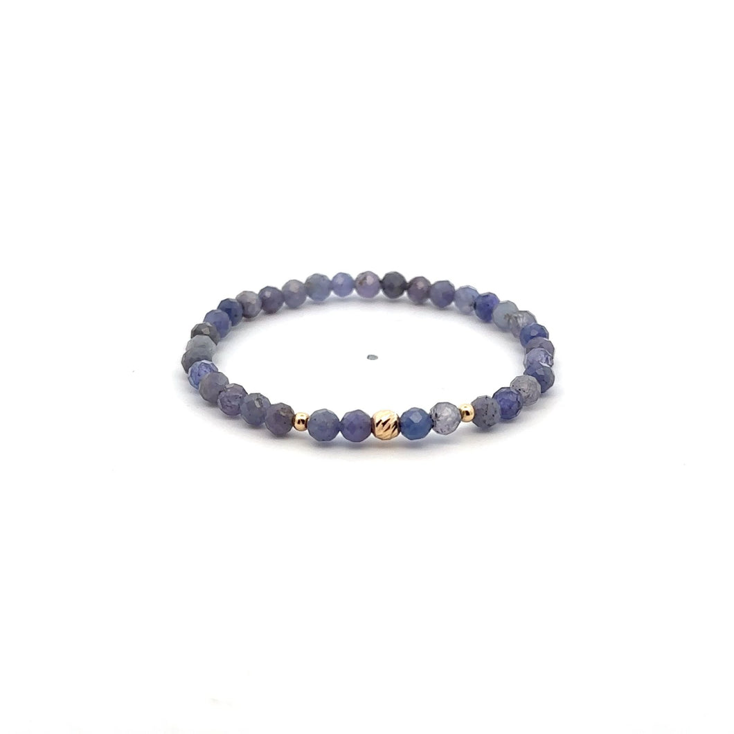 Natural Tanzanite Gemstones Mini 4mm Micro Faceted 18K Gold Charm Beads - Rafant