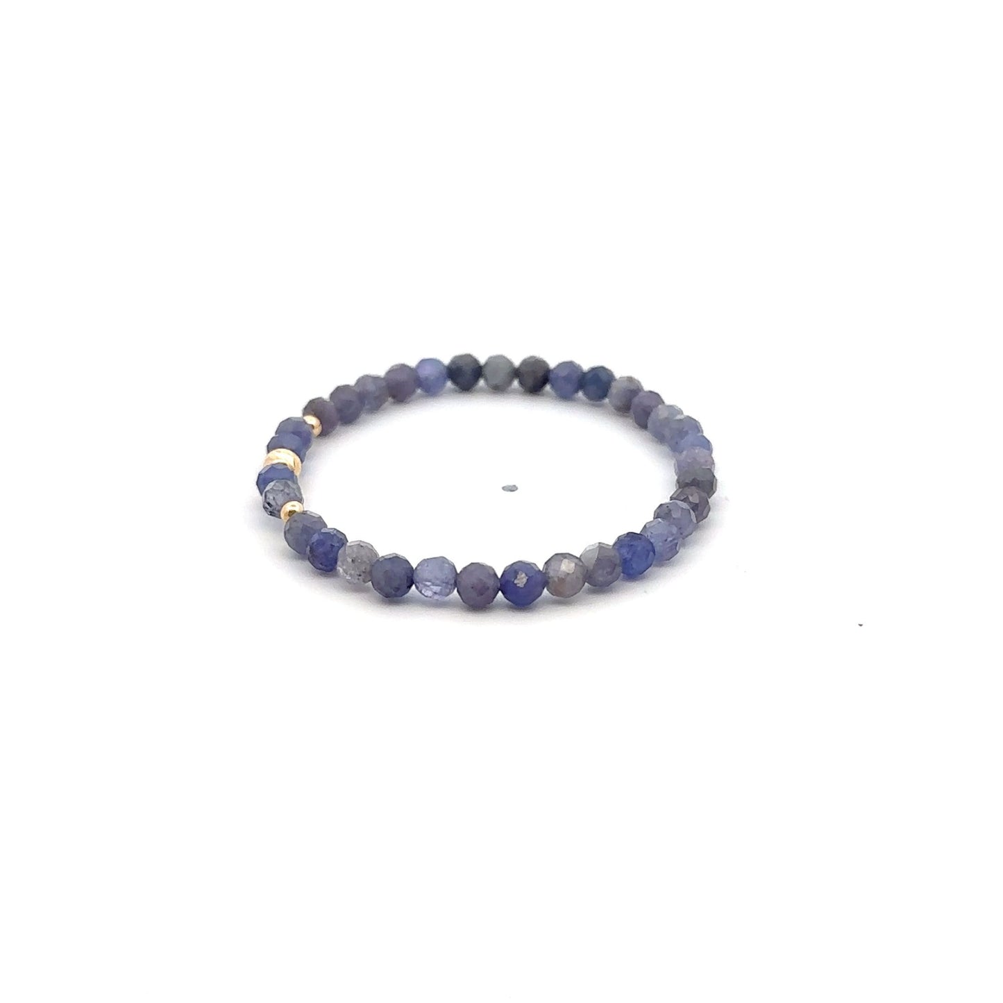 Natural Tanzanite Gemstones Mini 4mm Micro Faceted 18K Gold Charm Beads - Rafant
