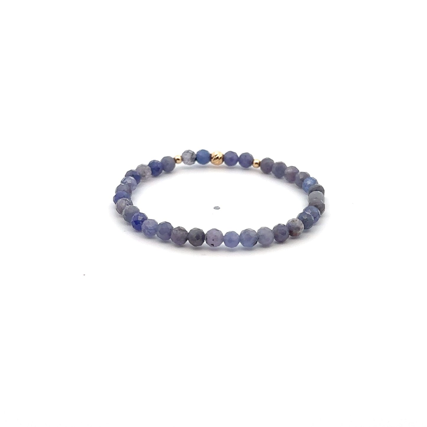 Natural Tanzanite Gemstones Mini 4mm Micro Faceted 18K Gold Charm Beads - Rafant