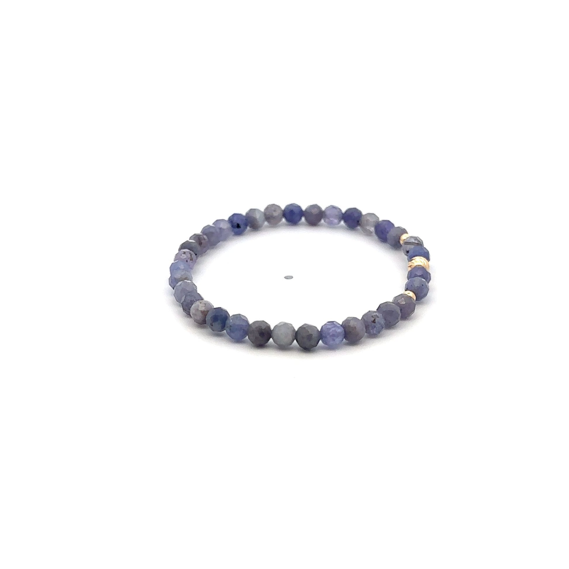 Natural Tanzanite Gemstones Mini 4mm Micro Faceted 18K Gold Charm Beads - Rafant