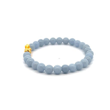 Load image into Gallery viewer, 18K Gold Piyao Pixiu Dragon Lucky Charm Bracelet Gemstones Angelite 6mm - Rafant
