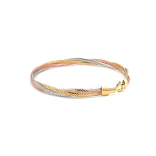 Load image into Gallery viewer, 18K Gold Bracelet Tricolor Soft Mesh Flexible Bangle 6.25 inches 1.8 grams - Rafant
