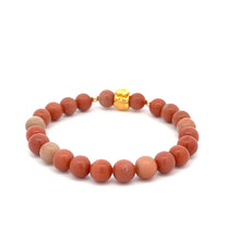 Load image into Gallery viewer, 18K Gold Money Bag Lucky Charm Beads Bracelet Gemstones Natural Jade Indian Red 6mm - Rafant
